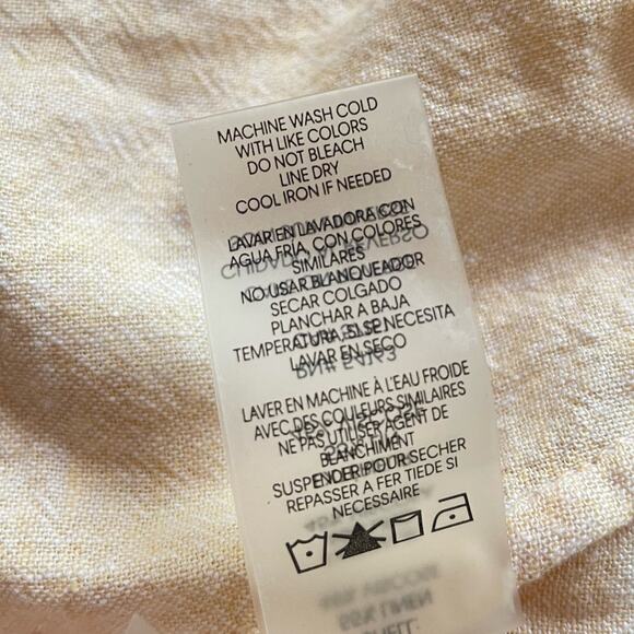 Karl Lagerfeld Linen Blend Button Down Shirt Womens S Roll Tab Peach Resort - Picture 10 of 14